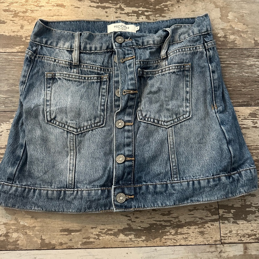 Hidden Blue Denim button up Skirt
